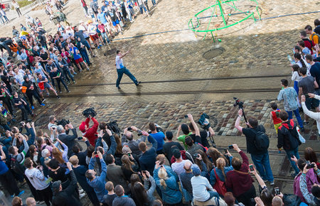 Lviv , Ukraine - April 09 2018:  Ð¡elebrations  Wet Monday, a Ukrainian Christian tradition...
