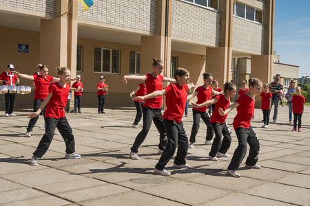 Lviv , Ukraine - May 06 2018: Celebratory events on the occasion of the city day.Children dance at the competition of dance groups .のeditorial素材