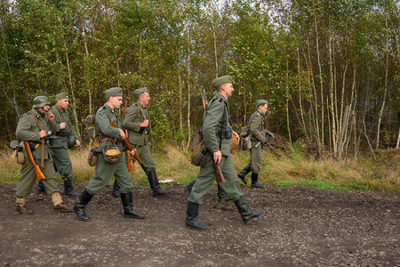 Lviv, Ukraine October, 14 - 2020: Military historical reconstruction is dedicated to the anniversary...