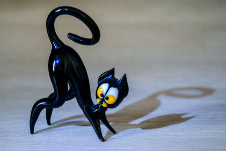 Black cat glass figurine Murano style.の写真素材