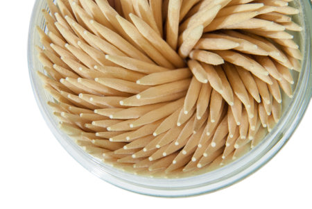 Toothpick on white background macroの写真素材
