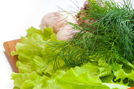 a fresh group of vegetables on white backgroundの写真素材