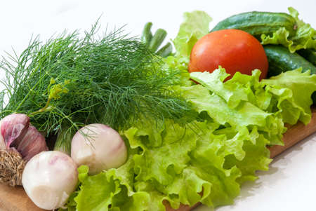 a fresh group of vegetables on white backgroundの写真素材