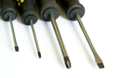 Screwdrivers on white background close upの写真素材