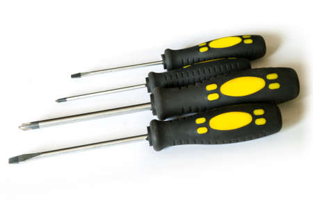 Screwdrivers on white background close upの写真素材