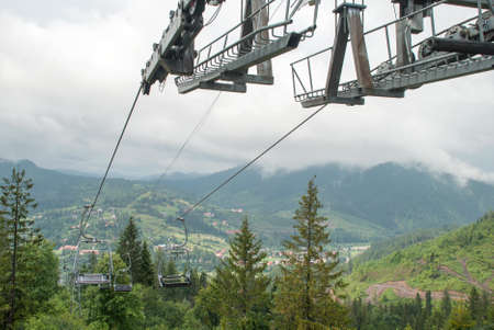 Ski lift on the mountain.の写真素材