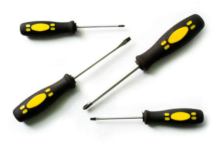 Screwdrivers on white background close upの写真素材