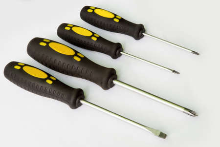 Screwdrivers on white background close upの写真素材
