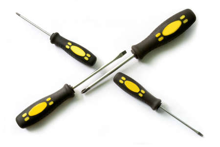 Screwdrivers on white background close upの写真素材