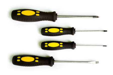 Screwdrivers on white background close upの写真素材
