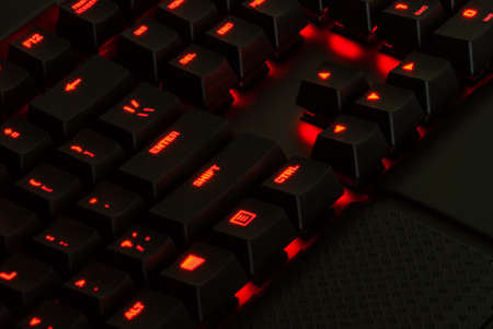 Gaming Keyboard with Lights backgroundの写真素材