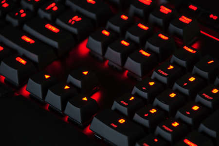 Gaming Keyboard with Lights backgroundの写真素材