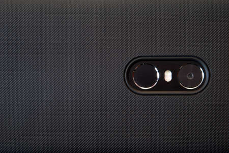 Close up Smartphone camera lens and flashlight.の写真素材