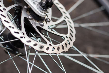 Part of Mountain Bike brake disc in close upの写真素材