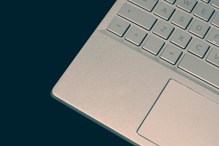 Keyboard of a notebook computer. White and black.
