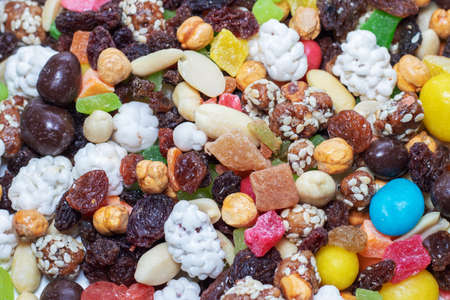 Mix nuts and dry fruits on a white background.の写真素材