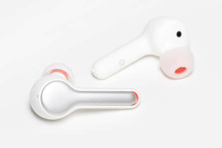 Wireless headphones isolated on a white background.