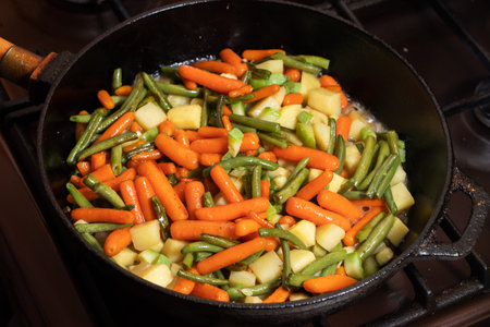 Vegetable stew in a frying pan