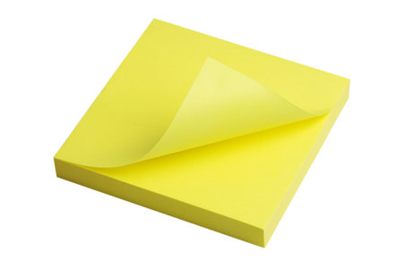 Yellow sticky note on white background.
