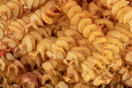 Homemade Spiral Cut Potato Chips at the Fair.の写真素材