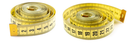 Measure tape isolated on white background collection.の写真素材