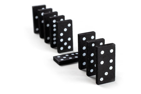 Domino tiles on white background. board game.の写真素材