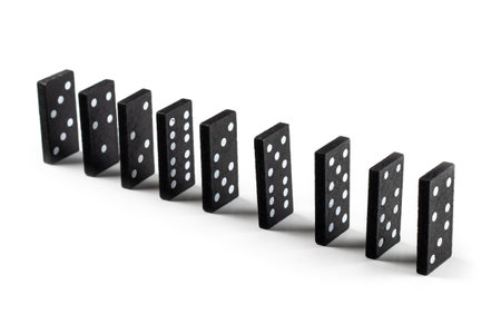 Domino tiles on white background. board game.の写真素材