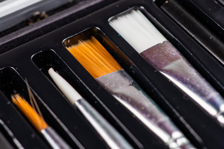 Set of paint brushes in the box.の写真素材