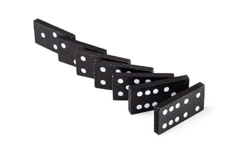 falling dominoes. domino effect. the domino game.の写真素材