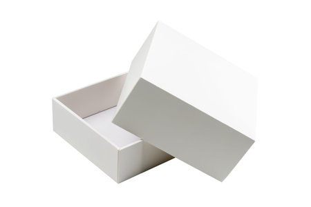 Open white box isolated on white background.の写真素材