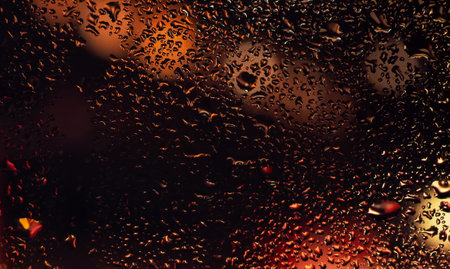 Condensation on the clear glass window. water drops. Rain. abstract background texture.の写真素材
