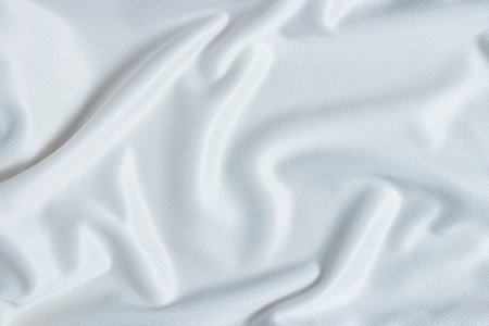 abstract smooth elegant white fabric texture background, flowing satin waves.の写真素材