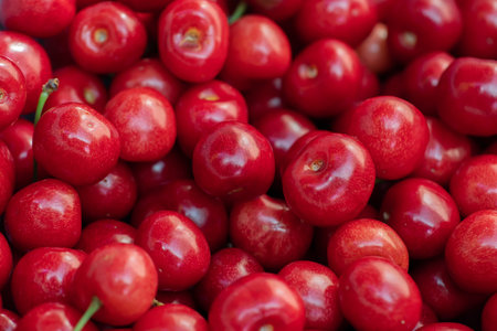 Macro photo fresh cherry. Stock photo background sweet cherry.の写真素材