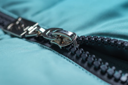 Iron zipper close up view, needlework concept