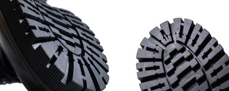 Black shoe sole. isolated on a white backgroundの写真素材