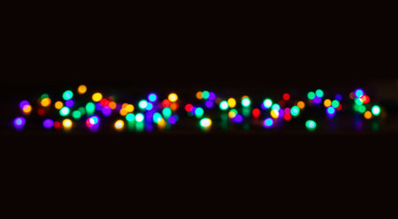 Abstract glare circular bokeh background of Christmas light,