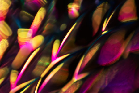 Abstract blurred colorful lens flare bokeh on blackの写真素材