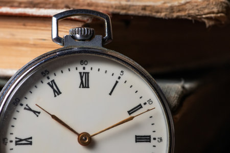 Pocket Watch and Old Book in Vintage Style.の写真素材