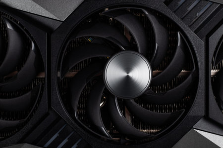 Video graphics card coolers. GPU background close up.