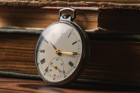 Pocket Watch and Old Book in Vintage Style.の写真素材