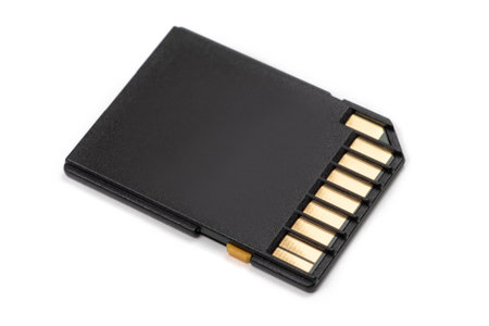 Black memory SD. card, isolated on white