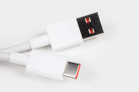 cable usb-c to usb isolated on white background.