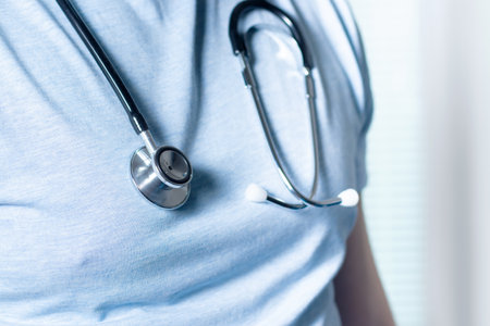 Doctor Man With Stethoscope In Hospital or clinic.の写真素材