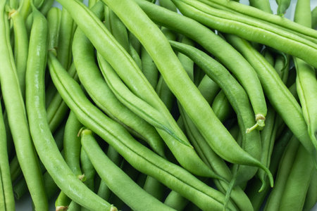 Green bean background. Healthy food. Black Eyed Peas. Veganism. Top viewの写真素材