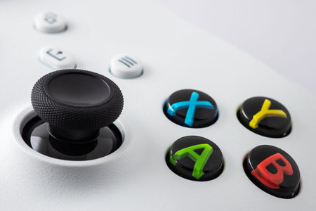 Dnipro, Ukraine, 01 September 2023: White next gen controller on white background.