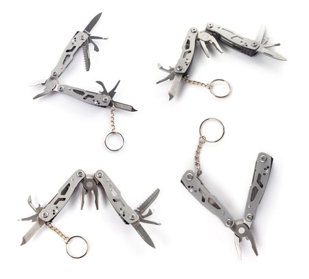 multitool pliers isolated on white background. pocket knife multi-tool cut out