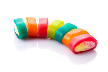 Colorful jelly candies on white background, close up.の写真素材