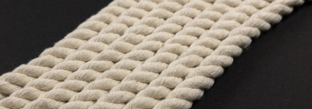 Rope detail on dark. Close-up of its rope texture Depth of field minimalism ropes.