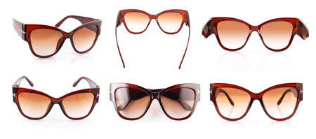 Orange sun glasses isolated over the white background.の写真素材