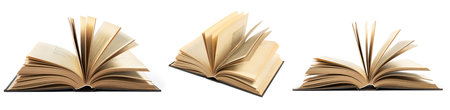 Open book on white background. Set or Collection.の写真素材